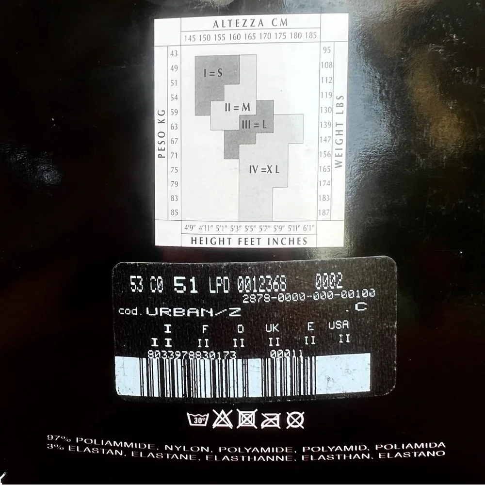 Black opaque 200 den leggings size M